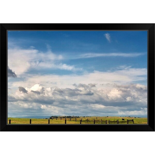 "Big blue sky with cumulus clouds" Black Framed Print