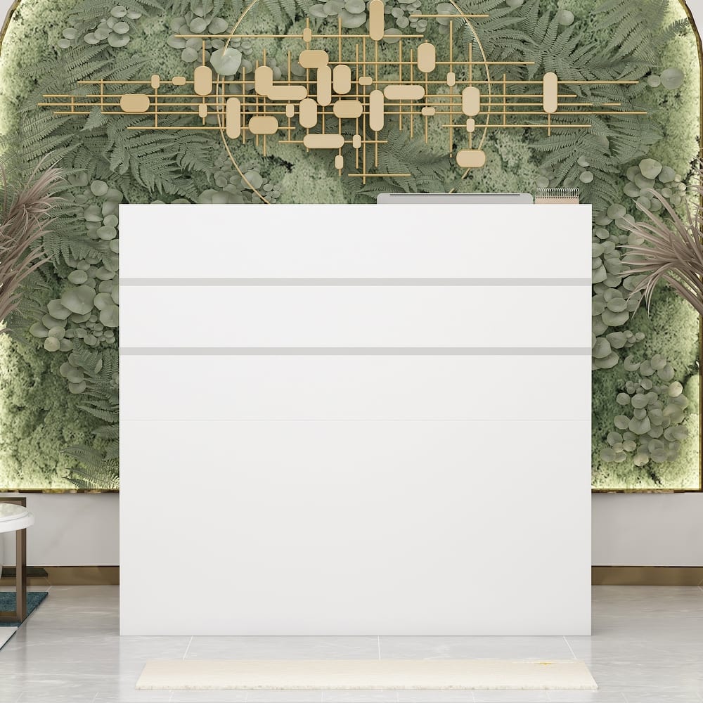 47.2"W 43.3"H Rectangular Wood Reception Desk Coumpter Desk Small