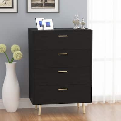 Kerrogee 4-Drawer Dresser - Wood Storage Chest - Walnut/White