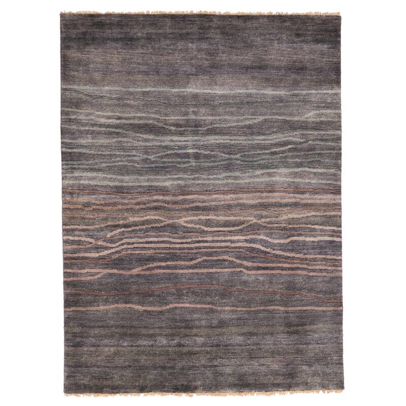 ECARPETGALLERY Hand-knotted Peshawar Ziegler Dark Grey Wool Rug - 5'1 x 6'10