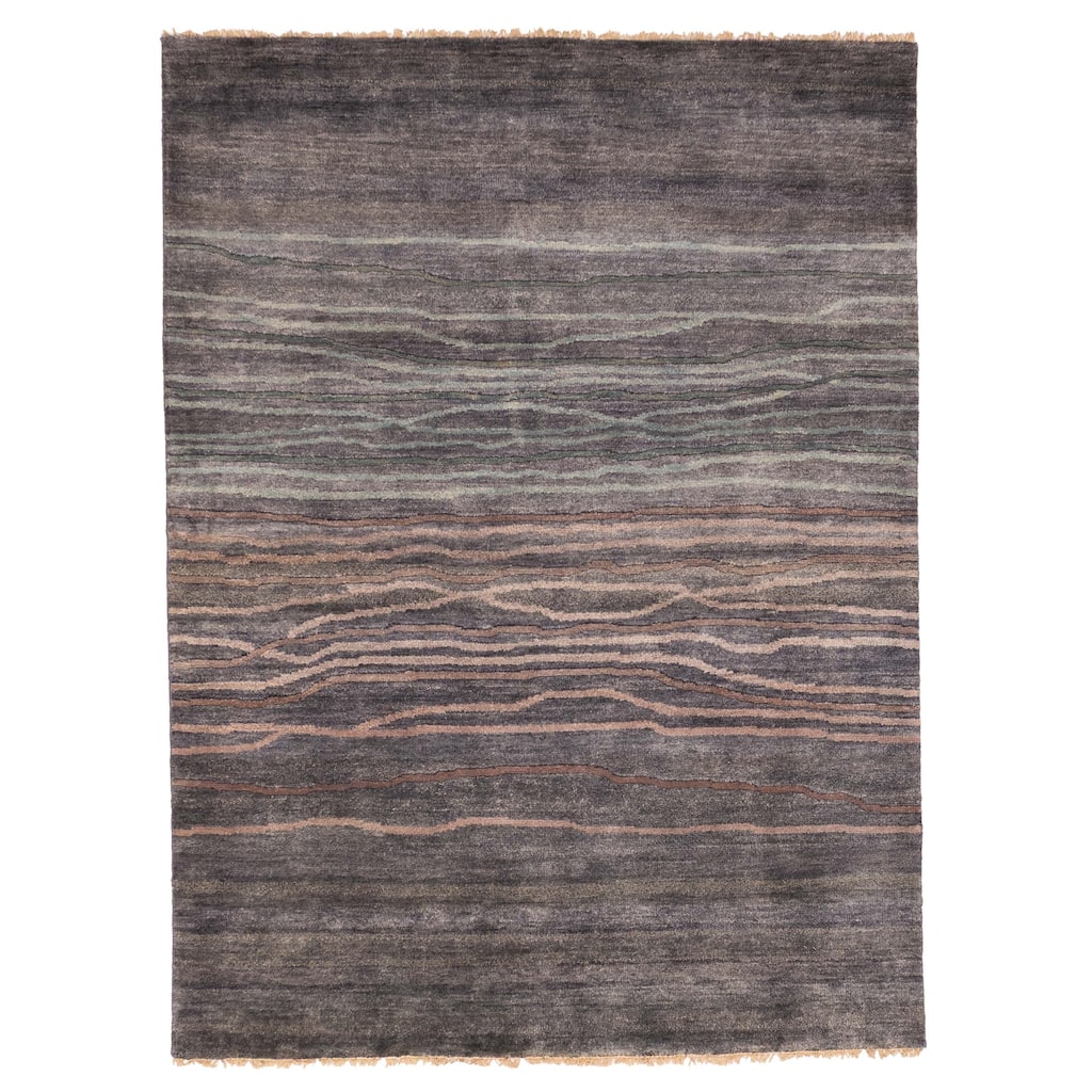 ECARPETGALLERY Hand-knotted Peshawar Ziegler Dark Grey Wool Rug - 5'1 x 6'10