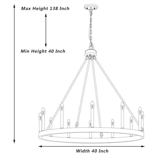 The Gray Barn Highclere 12-light Wagon Wheel Chandelier - 40"x40"x35.93"
