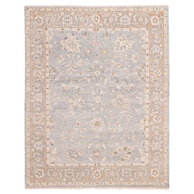 ECARPETGALLERY Hand-knotted Modern Oushak Light Denim Blue Wool Rug - 8'1 x 9'11