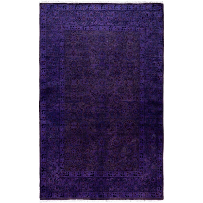 Overdyed One-of-a-Kind Hand-Knotted Area Rug - Purple - 4' 6" x 7' 0"