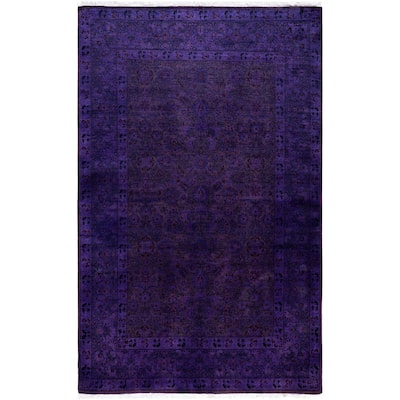 Overdyed One-of-a-Kind Hand-Knotted Area Rug - Purple - 4' 6" x 7' 0"