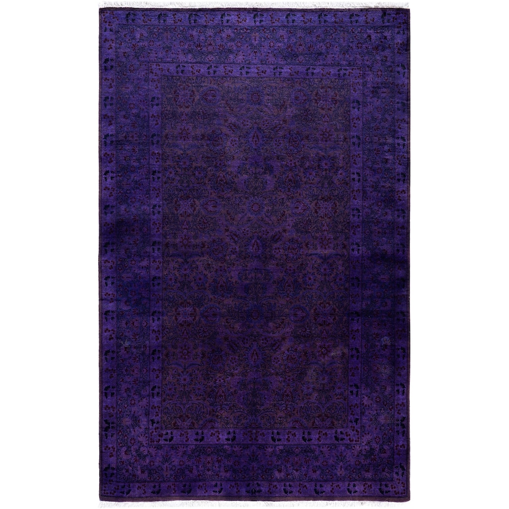 Overdyed One-of-a-Kind Hand-Knotted Area Rug - Purple - 4' 6" x 7' 0"