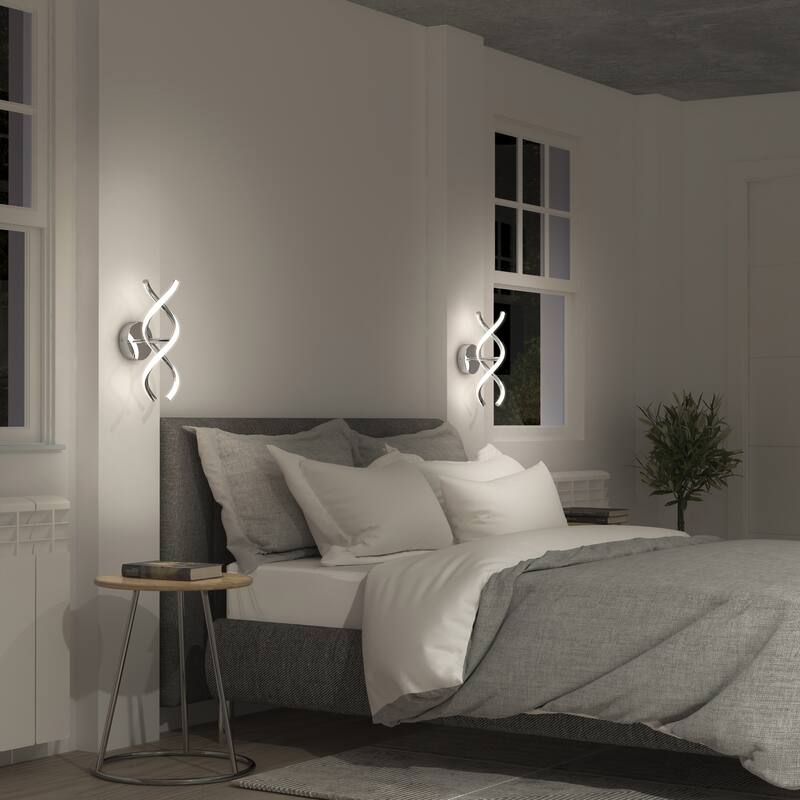Artika DNA LED Integrted Wall Sconce Light Fixture, Chrome