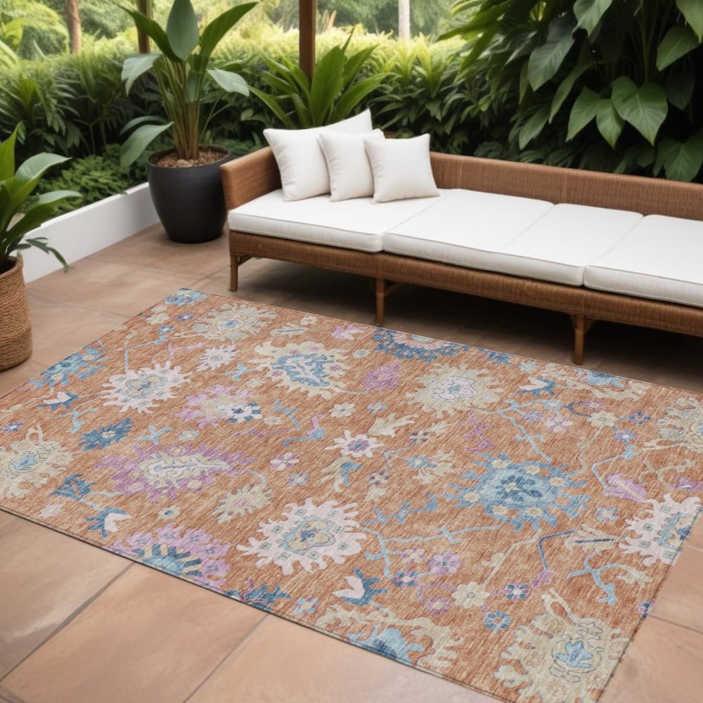 HomeRoots Floral Transitional Rectangle Outdoor Rug