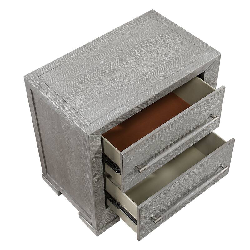 Gray Finish 4pc Bedroom Furniture Set Contemporary Bed Dresser Mirror Nightstand