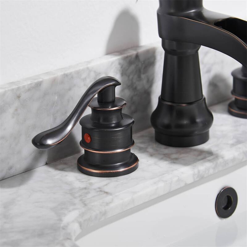 8 Inch Widespread Bathroom Faucet With Drain Assembly Double Handle Waterfall Bathroom Sink Faucets 3 Holes Elegent Basin Taps