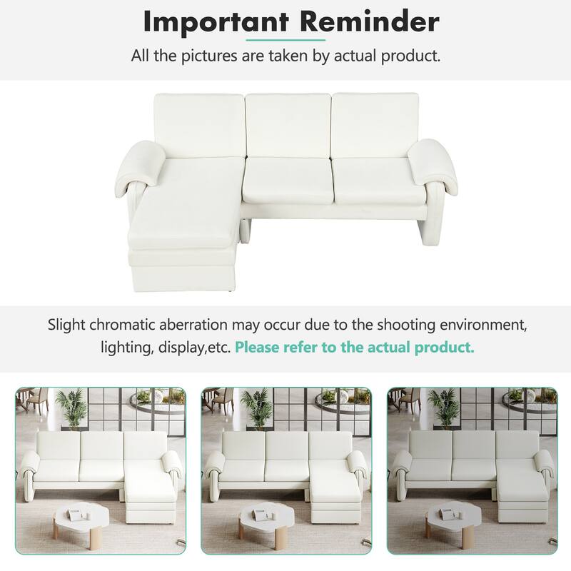 94.1" Chenille L-Shaped Sectional Sofa with Adjustable Back & Chaise