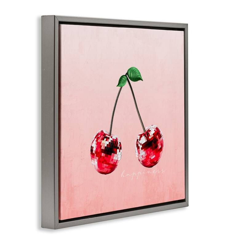Stupell Happiness Disco Cherries Framed Floater Canvas Wall Art Design By Kim Allen