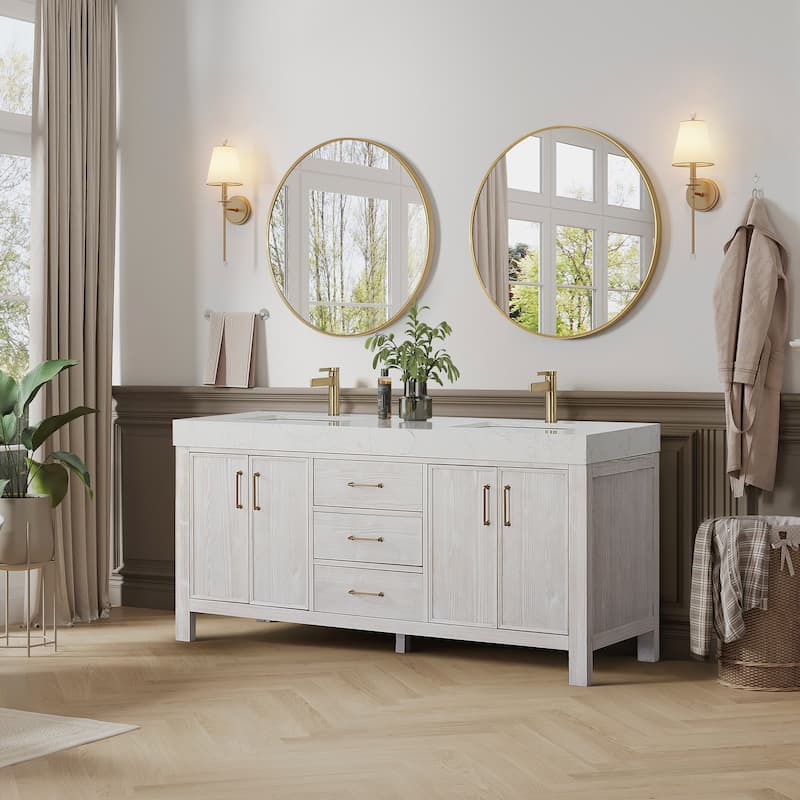 Miseno MV-LEON72-LWT León 72" Free Standing Double Basin Vanity Set