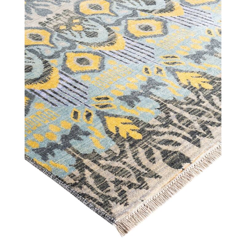 Ikat One-of-a-Kind Hand-Knotted Area Rug - Beige, 9' 1" x 12' 2" - 9' 1" x 12' 2"