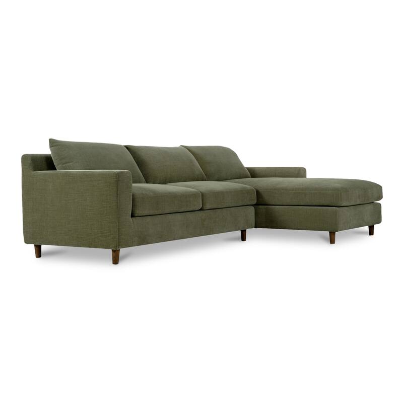 NADAAL STUDIOS Veyric Right-Facing Sectional Sofa, High Back, Chenille Performance Fabric, Feather Blend Seat, Seats 4, White