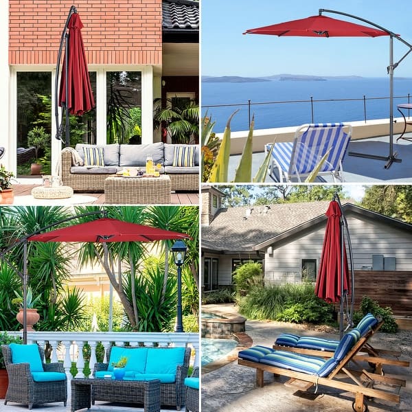 Shop Black Friday Deals On Costway 10 Hanging Umbrella Patio Sun Shade Offset Outdoor Market W T Overstock 15633696