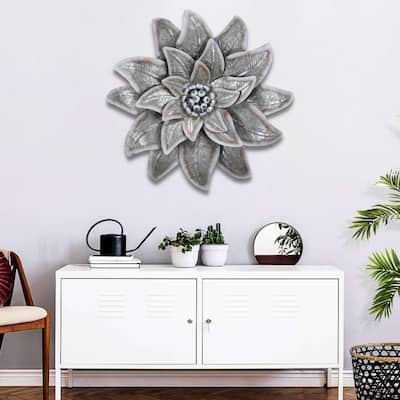Gray Metal Abstract Flower Wall Decor
