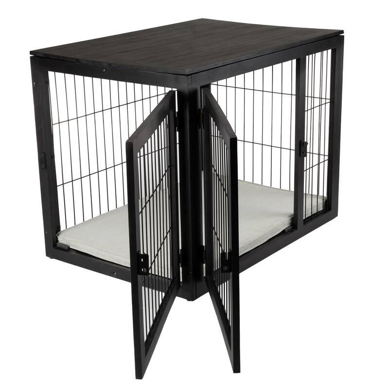 PETMAKER Furniture-Style Dog Crate with Double Doors and Cushion