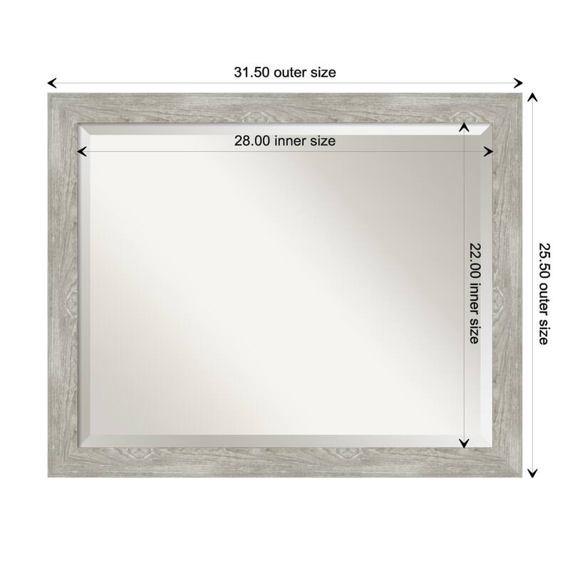 Beveled Wall Mirror - Dove Greywash Narrow Frame - Dove Greywash Narrow - 31.5 x 25.5-inch