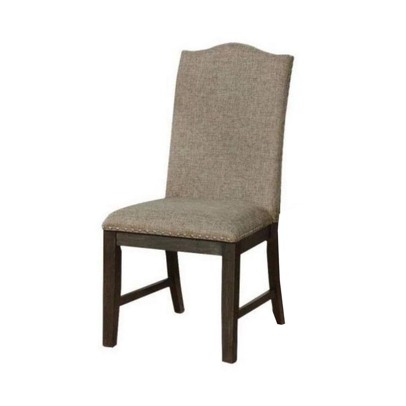 Espresso Brown/Textured Gray Fabric Upholstered Wood Frame Dining Chair, Set of 2, Sturdy Dining Chair for Dining Rooms - 23.5