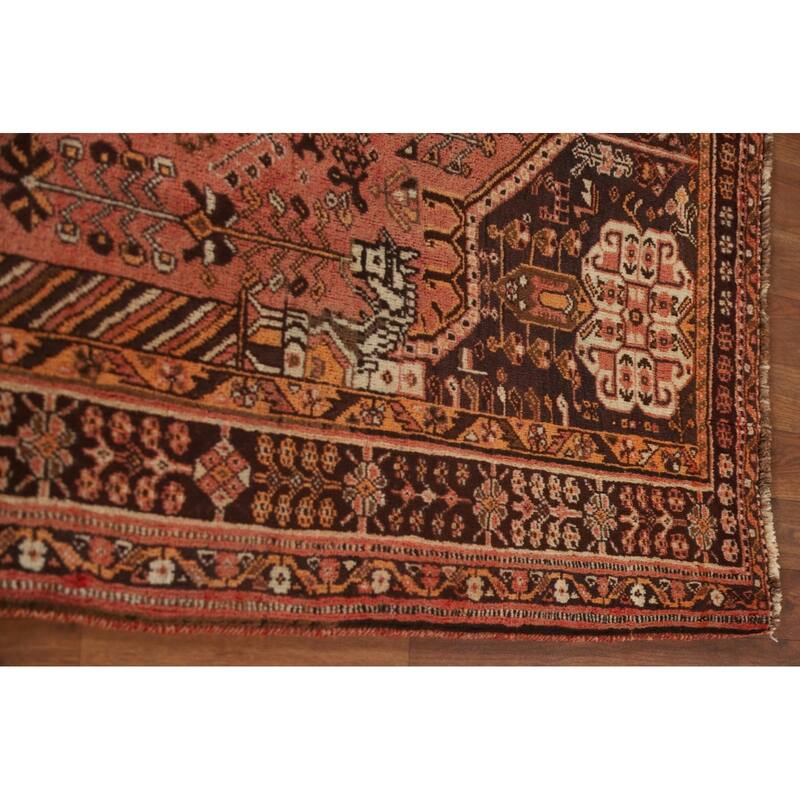 Handmade Vegetable Dye Shiraz Persian Vintage Area Rug - 5'1"x 7'10"
