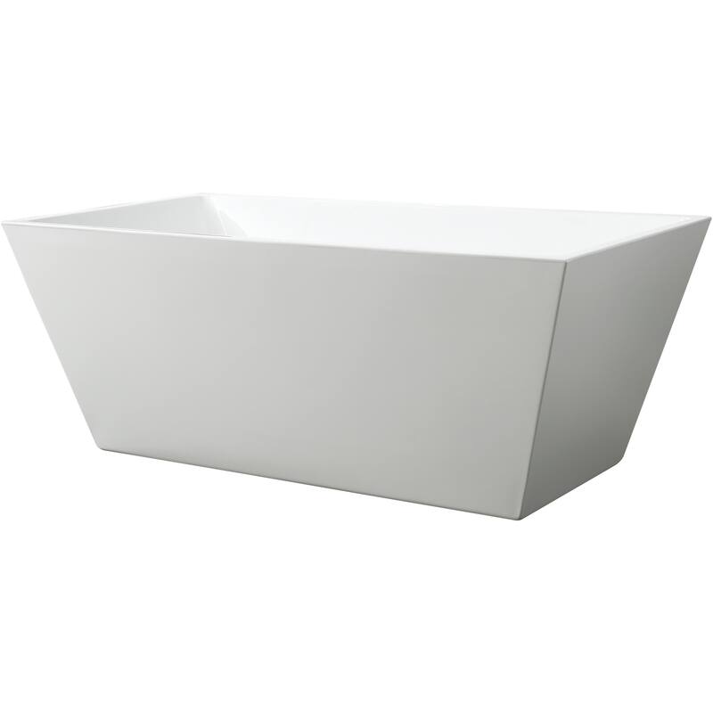 Vanity Art 67 inch Freestanding Acrylic Bathtub with Pop-up Drain - 67" - White/Matte Black