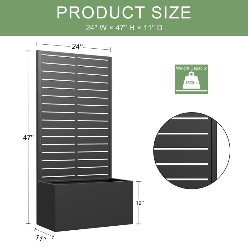 Metal Movable Planter Box with Trellis Privacy Screen Planter Box with Lockable Wheels