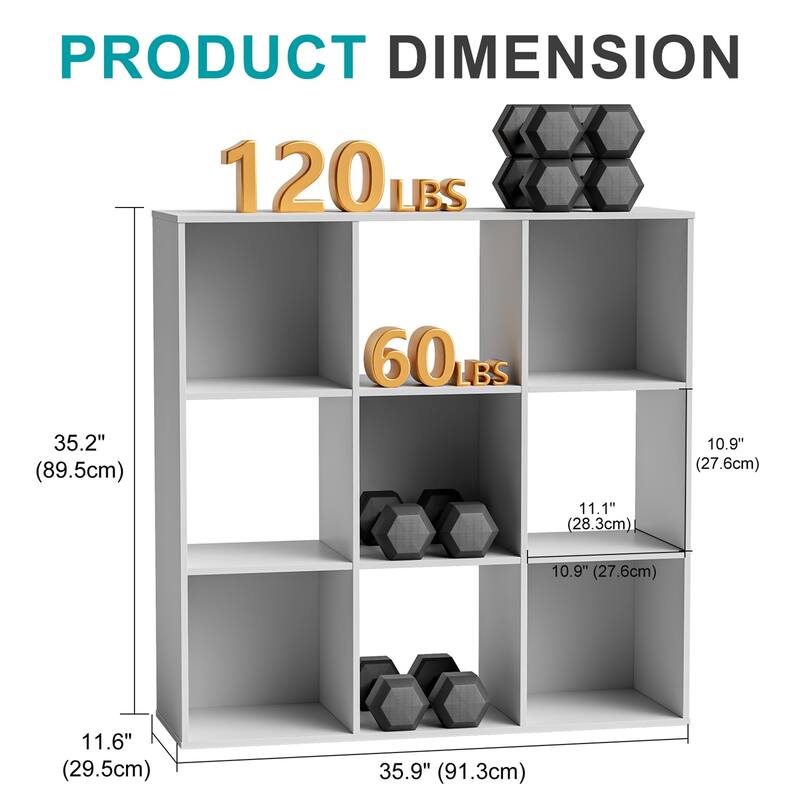Cube Storage Organizer Shelf with Freestanding Bookshelf.