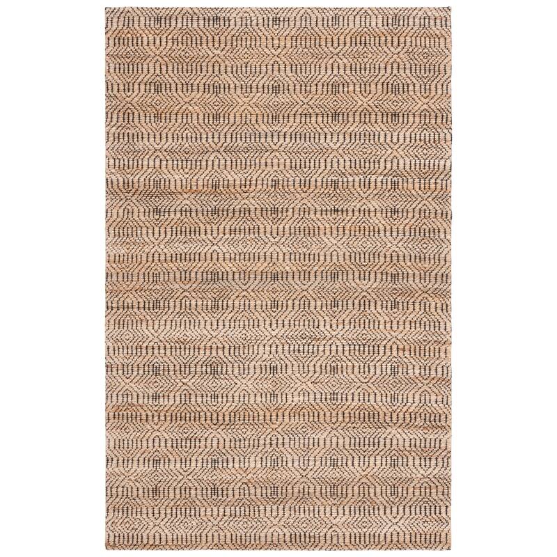 SAFAVIEH Natural Fiber Oliva Casual Jute Rug - 6'6" Square - Natural/Black