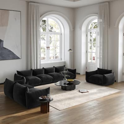 130" U-Shaped Sectional Sofa, Minimalist Chenille Modular Sofas Couches