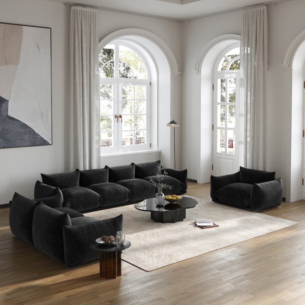 130" U-Shaped Sectional Sofa, Minimalist Chenille Modular Sofas Couches