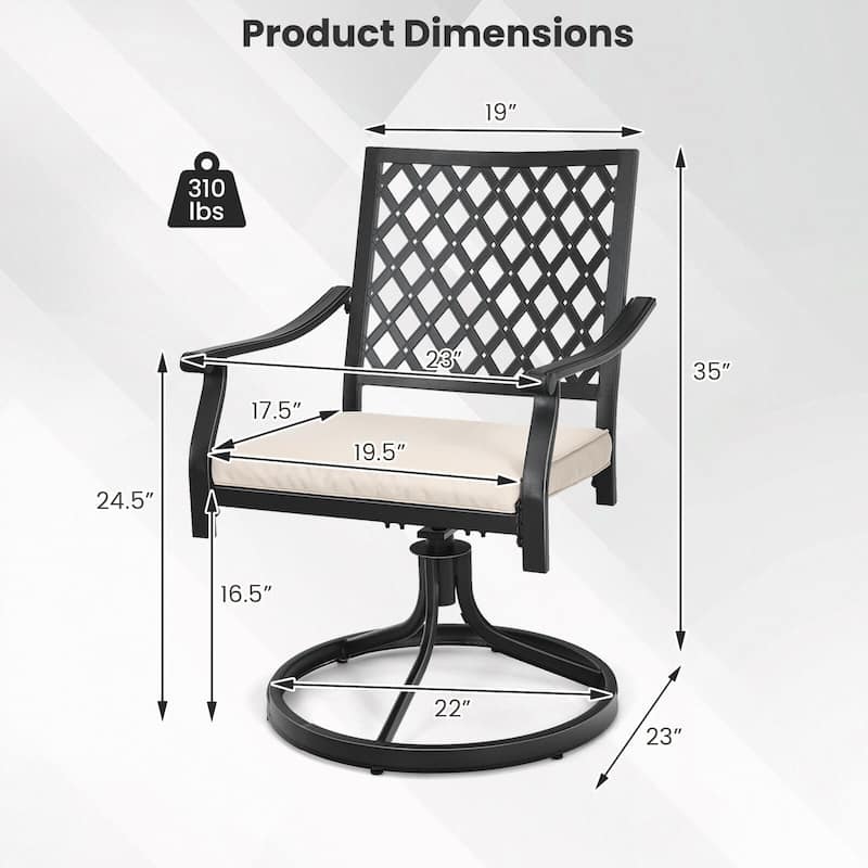 Costway 4 PCS Outdoor Swivel Chairs Patio Dining Chairs with Padded - See Details