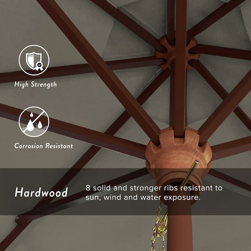 California Umbrella 7.5' Round Marenti Wood Frame Patio Umbrella with Pacifica Fabric, Base Not Included