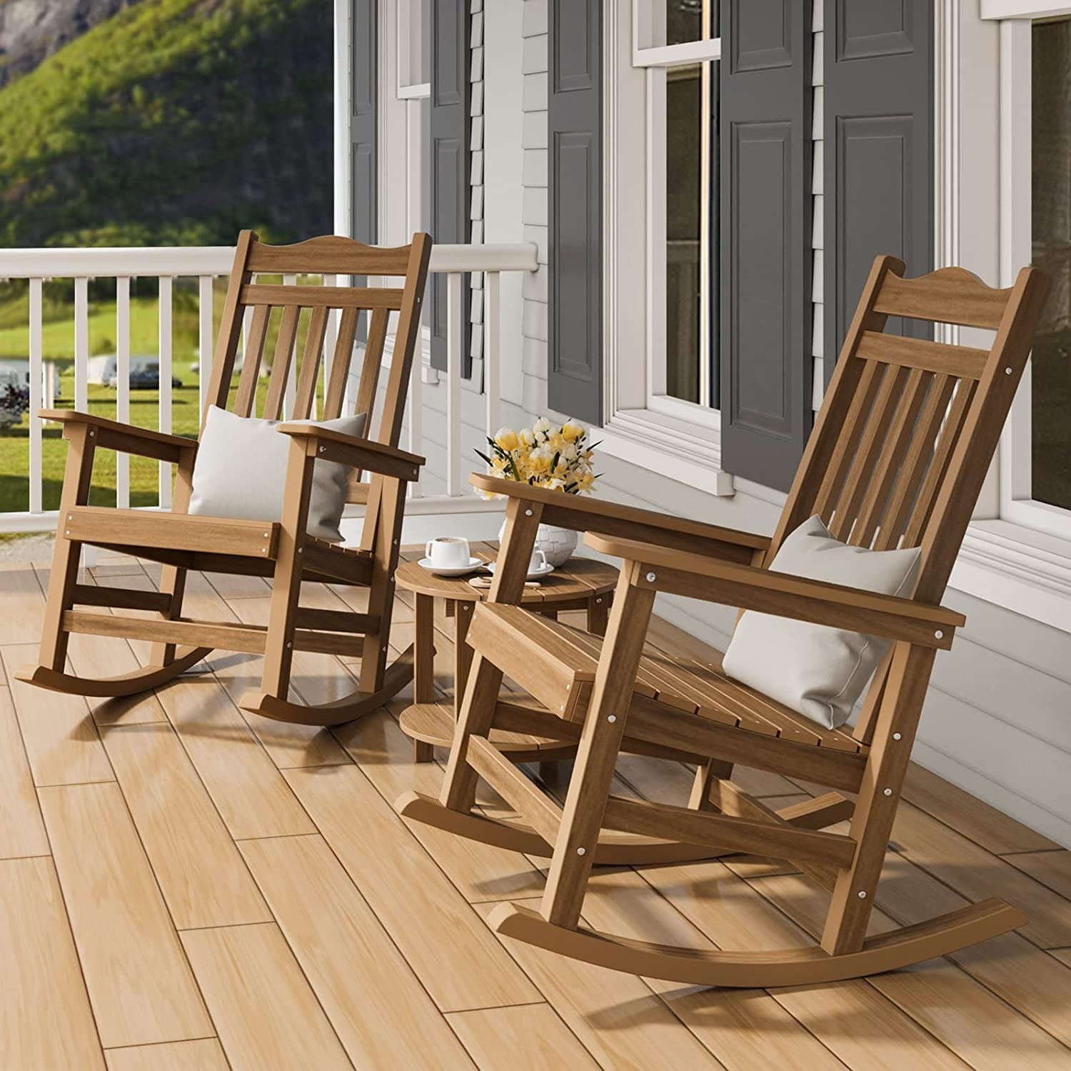 Ravenna Plastic Wood Rocking Adirondack Chair Patio Rocker - Bed