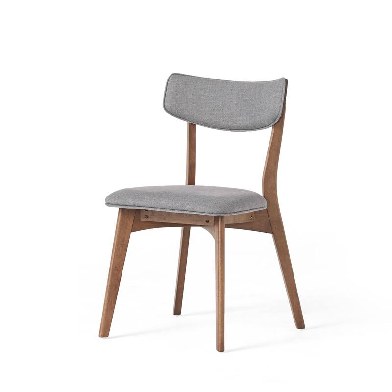 Chazz Mid-Century Modern Upholstered Rubberwood Dining Chairs (Set of 2) by Christopher Knight Home