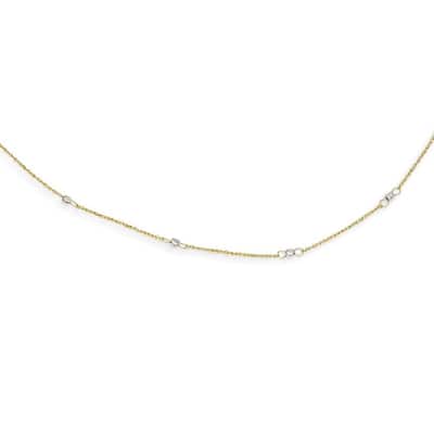 Curata 14k Two Tone Gold Ropa Mirror Bead Necklace, 16+2"