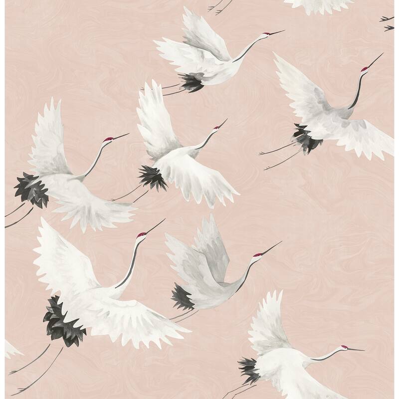 Birds McFarland Windsong Grey Bird 33' L X 20.5" W Wallpaper Roll - Pink