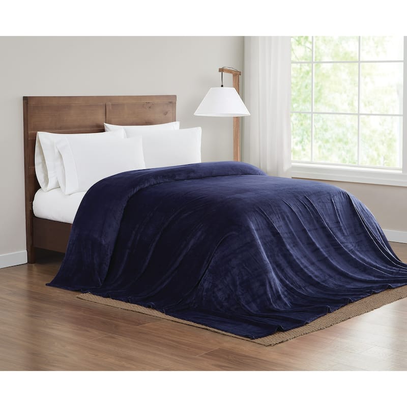 Truly Soft Velvet Plush Oversized Family Blanket - Navy