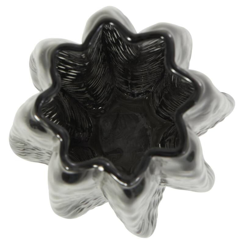 Glass Handmade Bubble Textured Ombre Decorative Vase with Wavy Body - Black - Roche River Decor