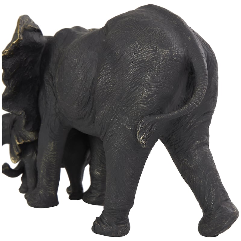 Polystone Elephant Family Decorative Sculpture with Gold Foil Accents - Bronze - Roche River Decor
