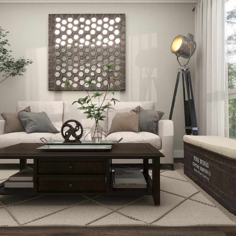 Gray Wooden Handmade Inspired Coral Home Wall Decor with Mirror Backing