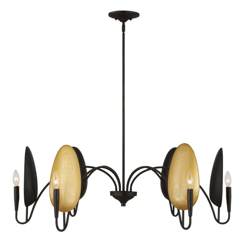 Uttermost Warwick 6 Light Matte Black Chandelier - 41.5"W x 41.5"D x 19"H