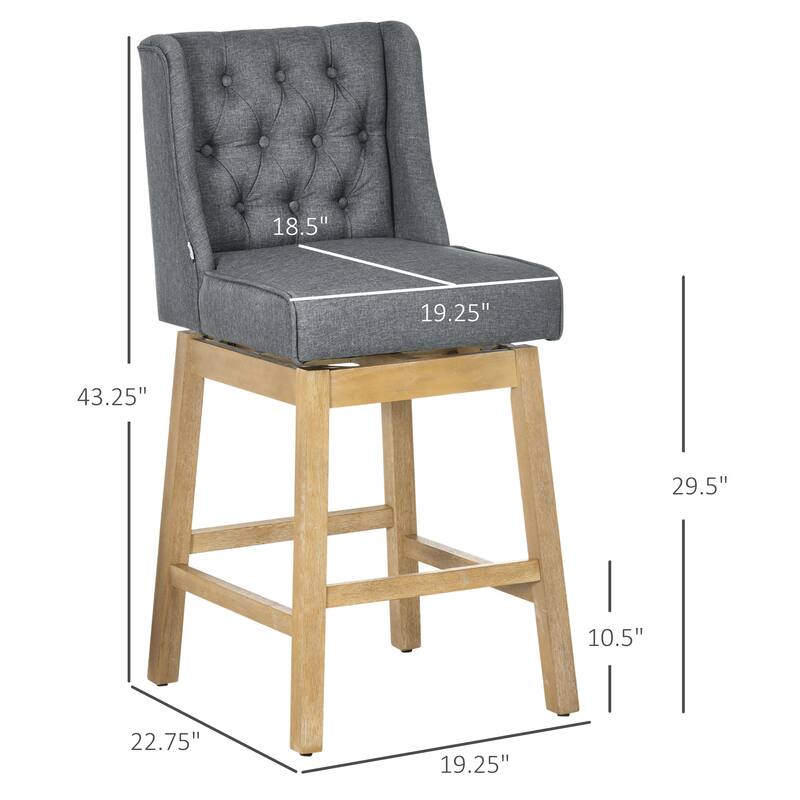 Counter Height Bar Stools Set of 2, Kitchen Island Chairs with Solid Wood Footrests, Dining Room Chairs with Back