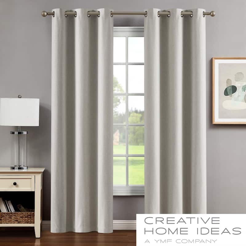 Creative Home Ideas Legrae Blackout Grommet Window Curtain Panel Pair with Tiebacks