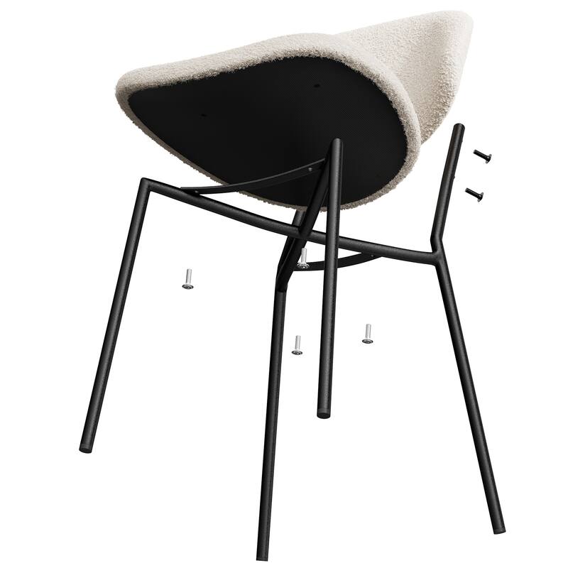 Set of 4 Upholstered PU Leather Dining Chairs Mid-Century Modern Dining Chairs with Curved Backrest for Dining Room Kitchen