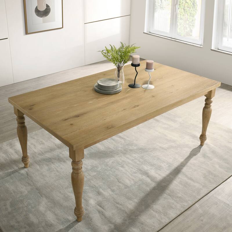 Roundhill Furniture Verta 7-Piece Dining Table with 6 Cross Back Dining Chairs, Light Oak Finish