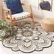 preview thumbnail 4 of 17, SAFAVIEH Handmade Novelty Urtza Ornate Flower Wool Rug 10' Round - Beige/Navy - Round