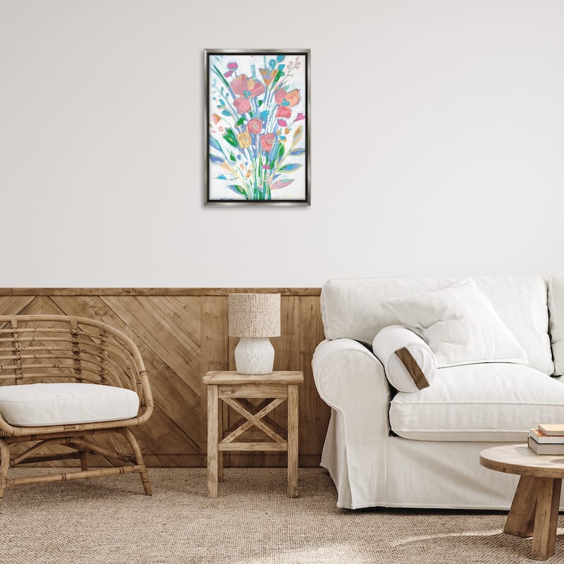 Stupell Pastel Joyful Bouquet Framed Floater Canvas Wall Art Design By Stephanie Fielden