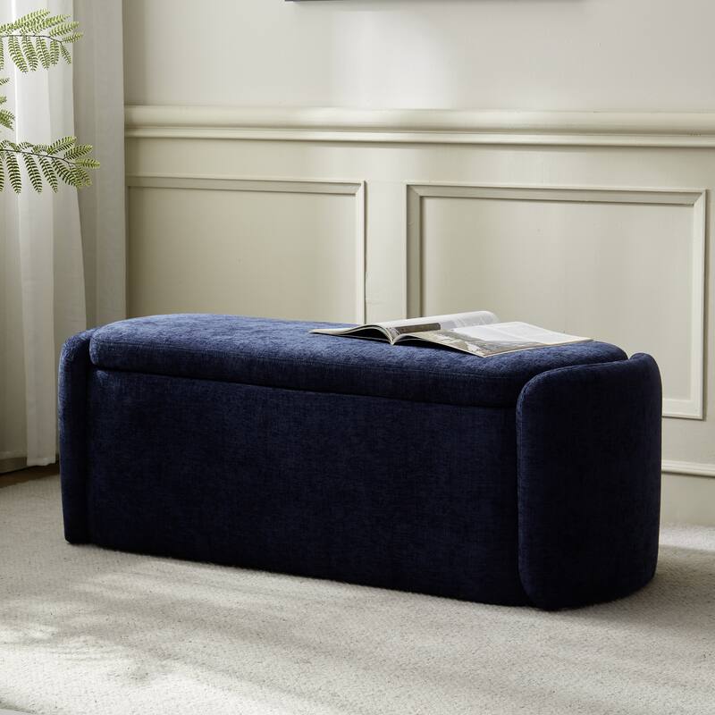 Bedroom Bench Storage Bench with Arms Ottoman entryway bench with storage End of Bed Bench, Entryway Bench - Blue
