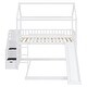 preview thumbnail 34 of 38, Multifunctional Twin Over Twin Bunk Bed with Two Drawers and Slide,House Bed with Roof